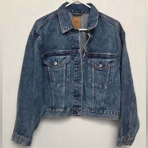 GAP Women's Classic Blue Denim Jean Jacket Sz L petite Nwt Sz Small/ Medium